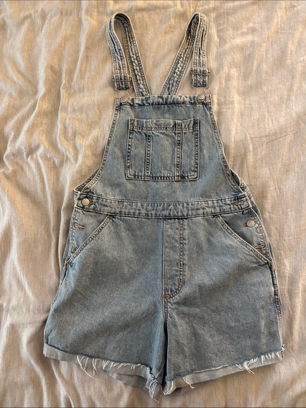 Denim Short Overalls - Light Blue